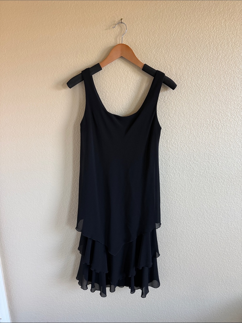 Cattiva Black Layered Chiffon Sleeveless Dress